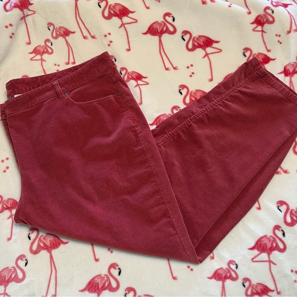 •Liz Claiborne• Corduroy Brick Red Straight Leg Jeans - Size 24W